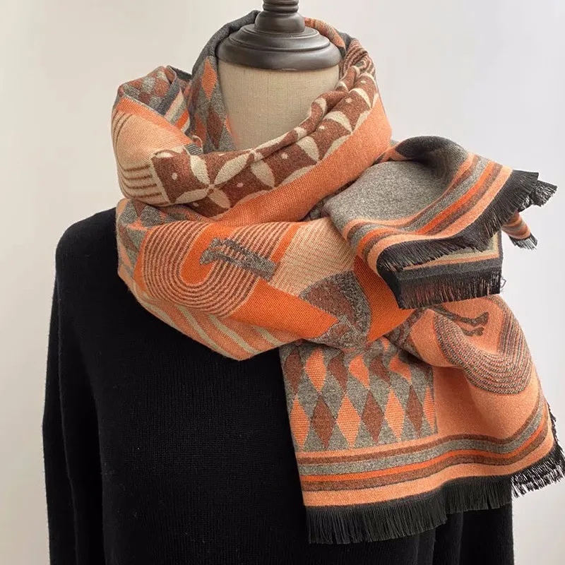 ブリティッシュスタイルのメンズホース格子縞のオフィスショールデュアル目的スカーフ女性冬温水スカーフ最高品質