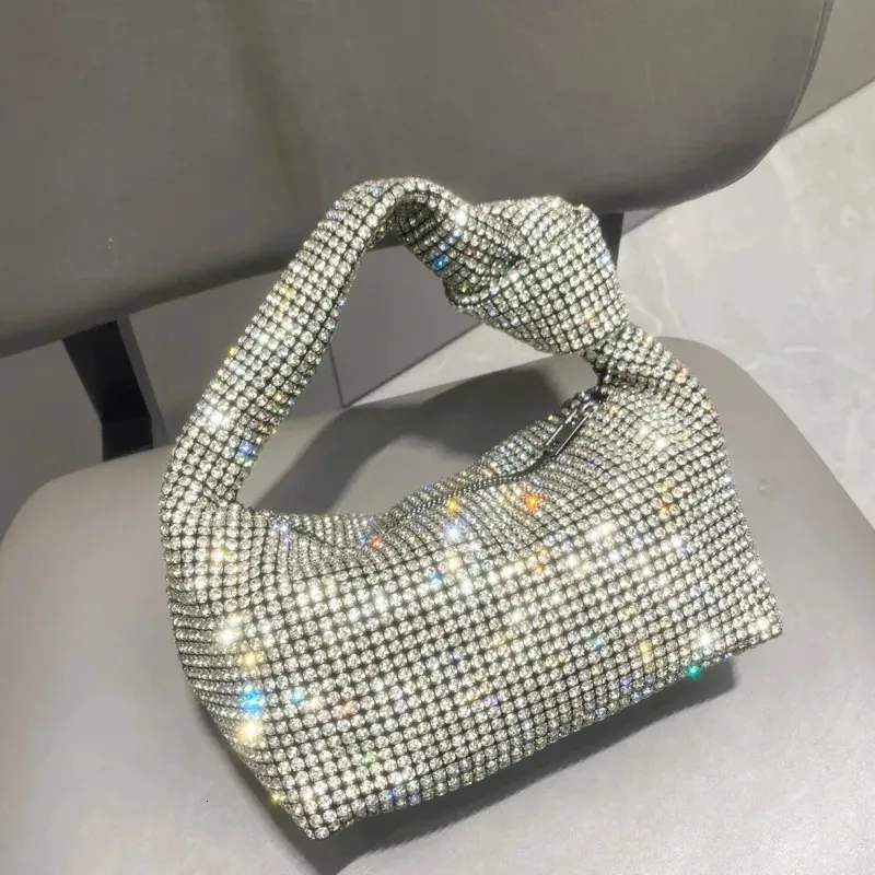 Handle Rhinestones Evening bag silver Crystal Top Handle Bags for Women Purses and Handbags Luxury Designer banquet bag 240112