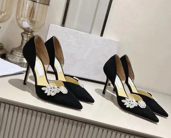 Primavera/Estate Nuove scarpe firmate di lusso Stesso stile Decorazione con diamanti d'acqua Tacco sottile Tacco alto da donna formale