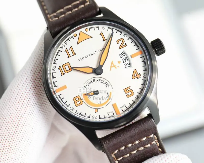 5A lWC Watch Pilot's Chronograph Steel CaseLeather Strap Movimento automático de corda automática Desconto Relógios de grife para homens e mulheres Relógio de pulso Fendave 24.1.10