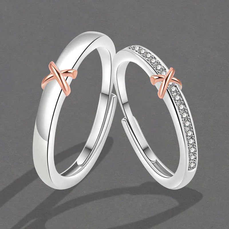 2024 New Age Jewelry Designer Band Rings Eternal Knot Par Enkla lyxiga män och kvinnor Öppna ring till hjärtat utsökta diamant inbäddade alla hjärtans dag gåva