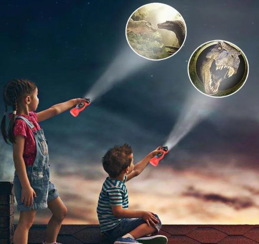 24 Patterns Flashlight Children Toys Cartoon Dinosaur Projector Lamp Early Enlightenment Education Kids Toy1623400