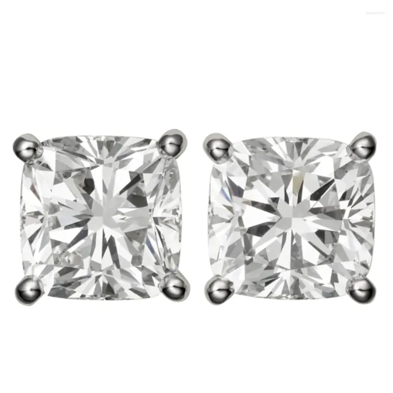 Stud Oorbellen 14K AU585 Wit Goud Dames Huwelijksverjaardag Verlovingsfeest Kussen Moissanite Diamant Elegant Trendy Romantisch