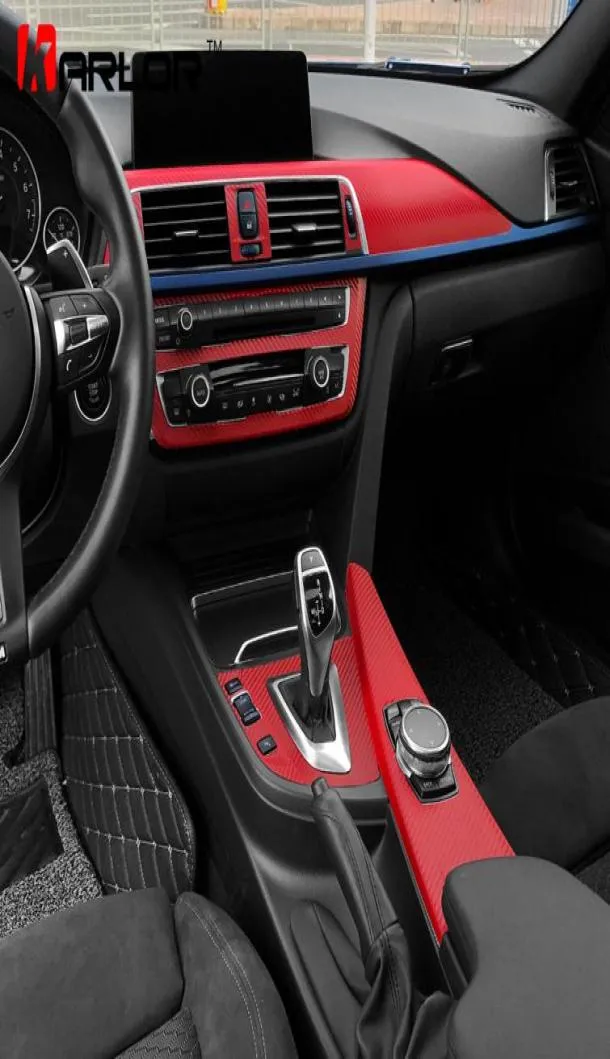 Intero interno Console di controllo centrale Pannello di presa Pellicola di protezione in fibra di carbonio Adesivo Decal Car Styling per BMW F30 F35 Acc3868061