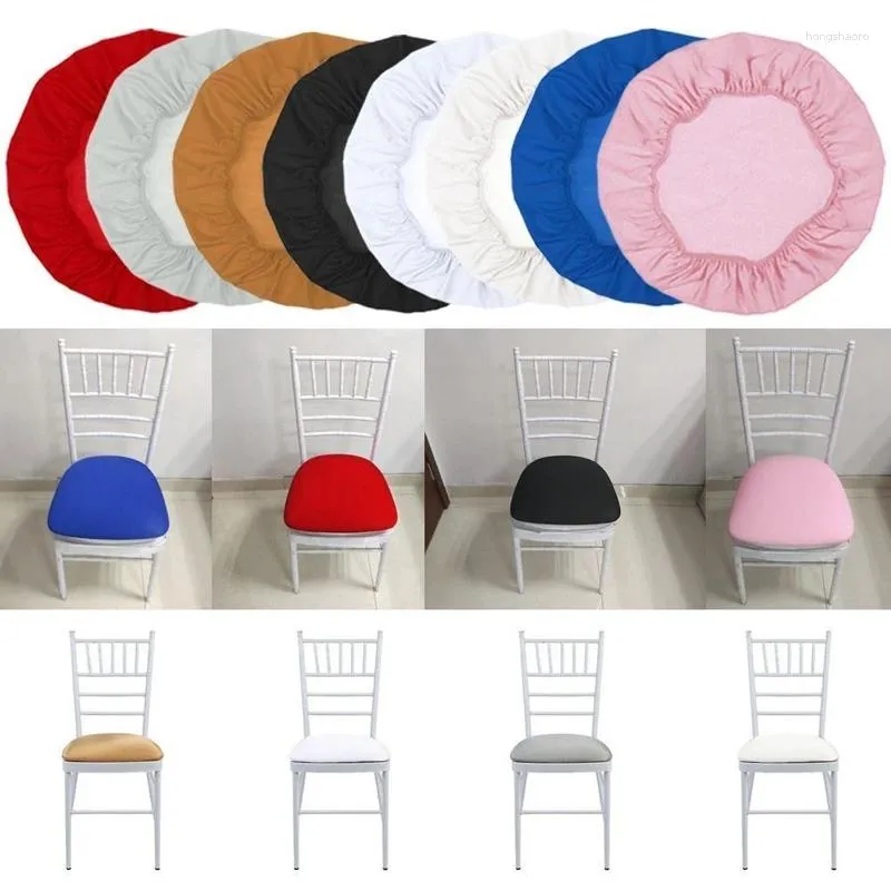 Cubiertas de silla Cubierta redonda extraíble Suave Elástico Color Sólido Asiento Banquete de boda Fiesta El Protector Caso