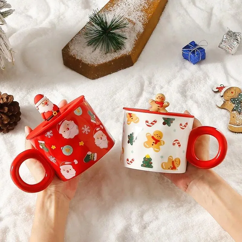 Tasses Père Noël Tasse En Céramique Tasse De Dessin Animé Créatif Coffret Cadeau Boire Pratique