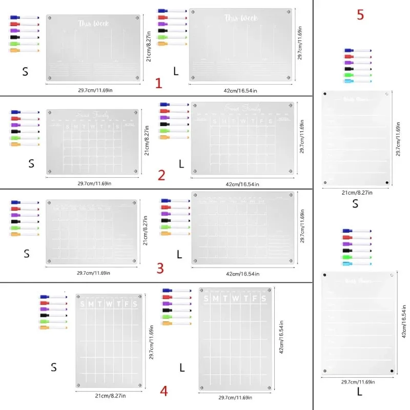 Magnetic Whiteboard Weekly Planner for Fridge Acrylic Calendar Marker 240113