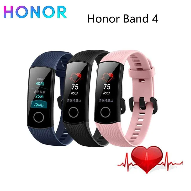 リストバンドHonor Band 4 Smart Band 0.95Inch Amoled Color TouchScreen Swim Display Heart Read Sleep Snap