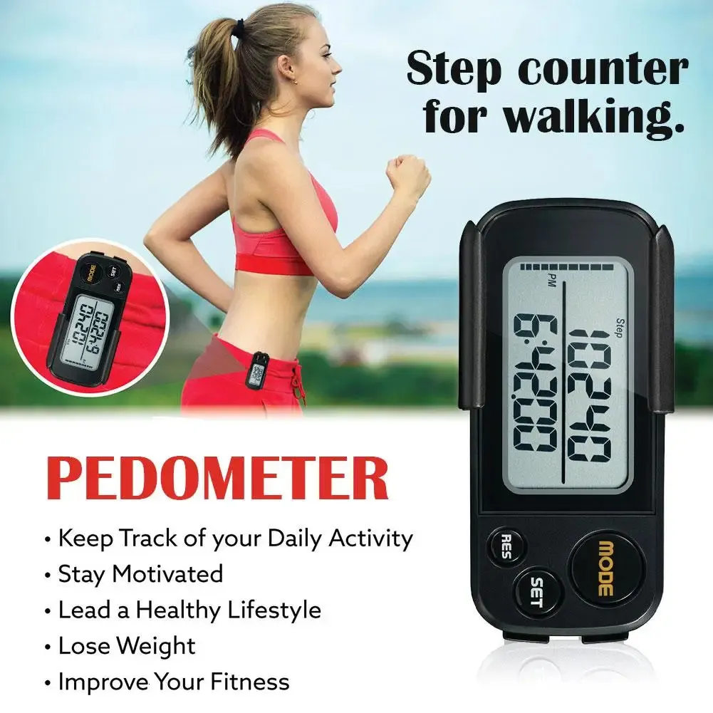 Pojedyncza funkcja 3D Electronic Pedometr Simple Mini Step Counter Walking Digital dla ćwiczeń mężczyzn Kobiety 240112