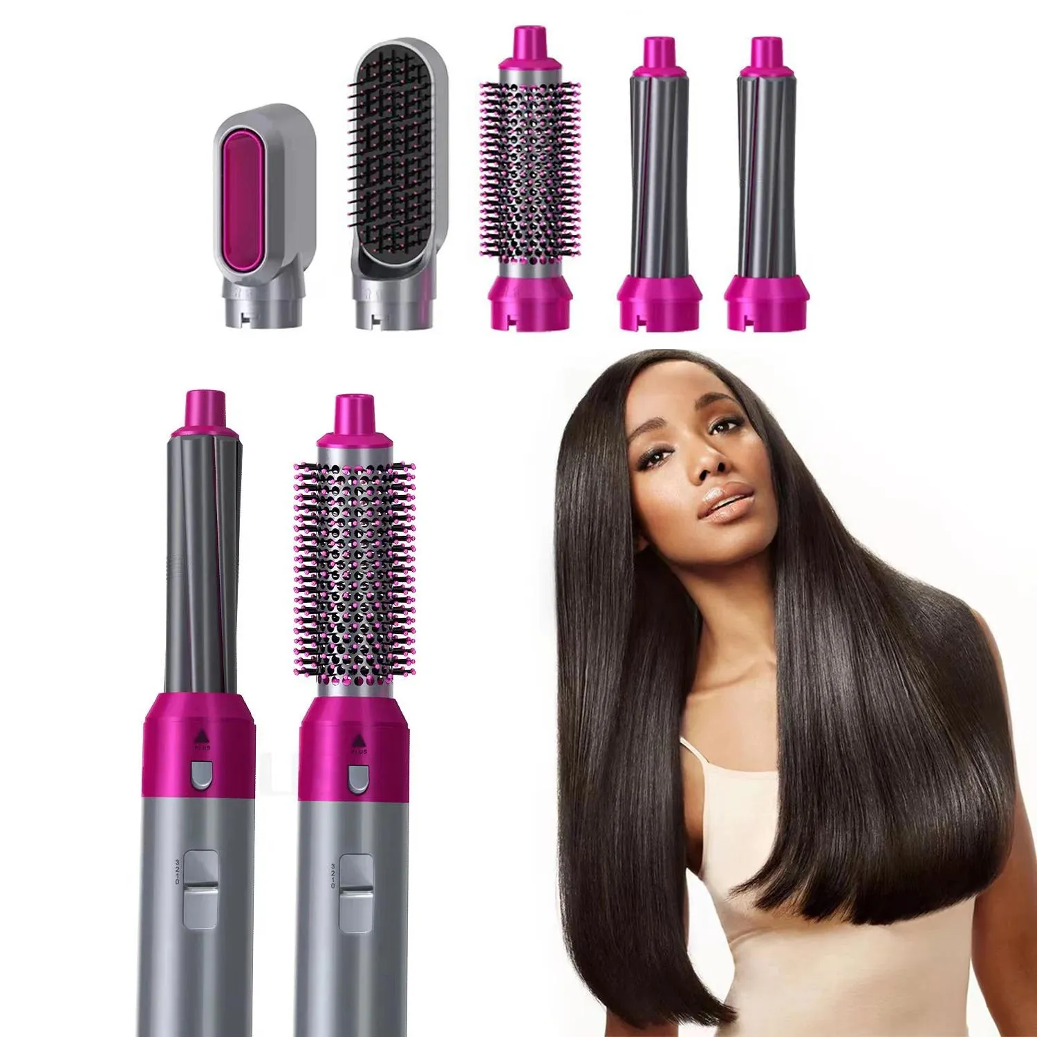 Dryer 5 in 1 Curling Iron Straightening Brush Negative Ion Hair Dryer Detachable Curling Iron and Brush Set