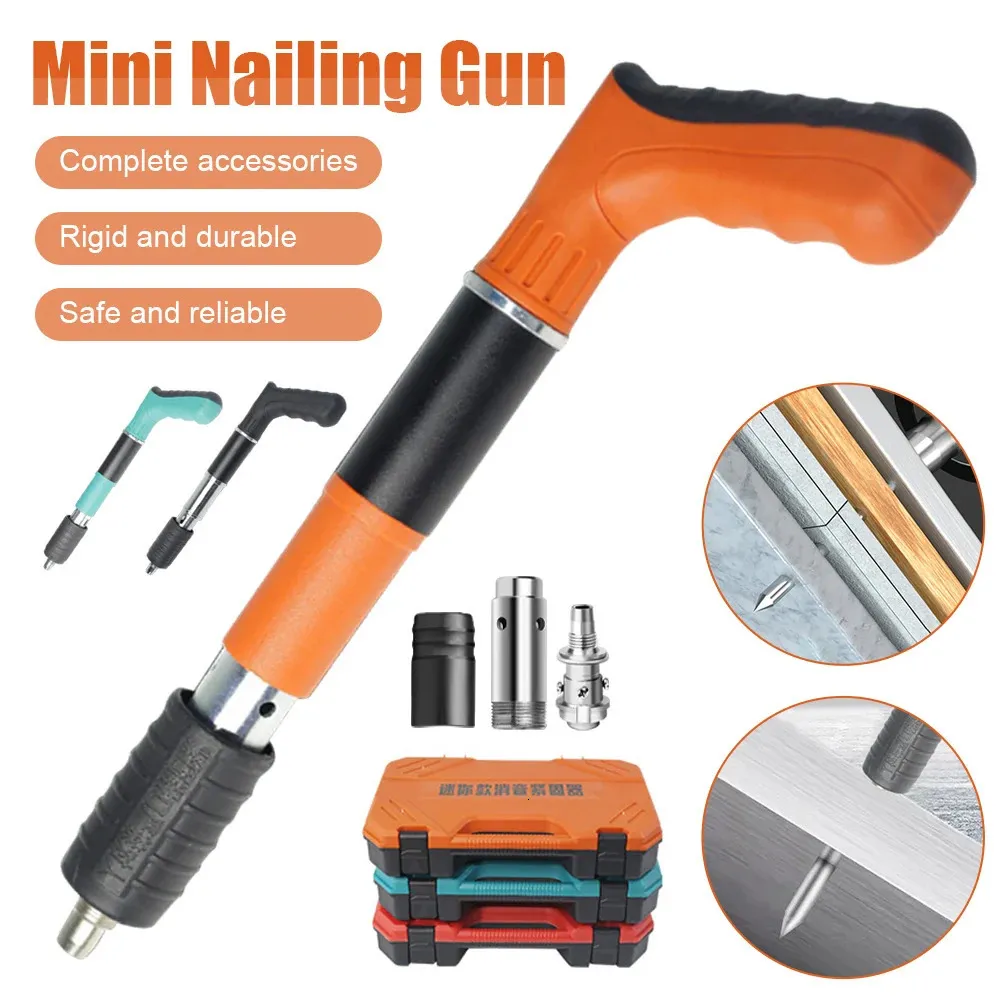 Steel Nail Gun Wall Fastening Tool Concrete Nailer Machine Pneumatic Nailing Gun Low Noise Nail Shooting Gun with 20/100 Nails 240112