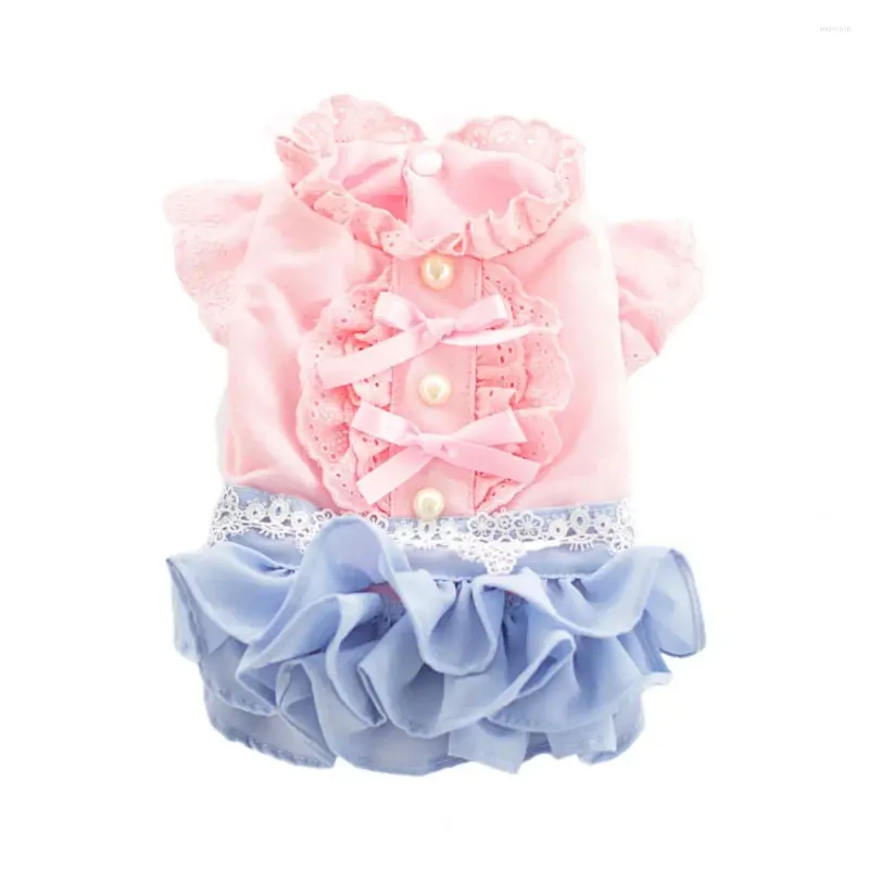 Vestuário para cães Pet Dress Atraente Lace Decor Bowknot Cat Princess T-shirt Suprimentos