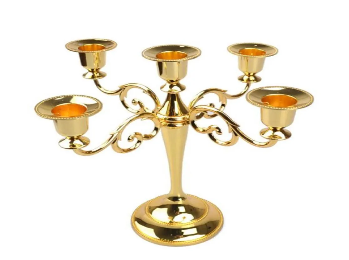 Metallljushållare 5arms3arms Candle Stand Wedding Decoration Candelabra Centerpiece Candlestick Decor Crafts Silvergold 2 C1797393