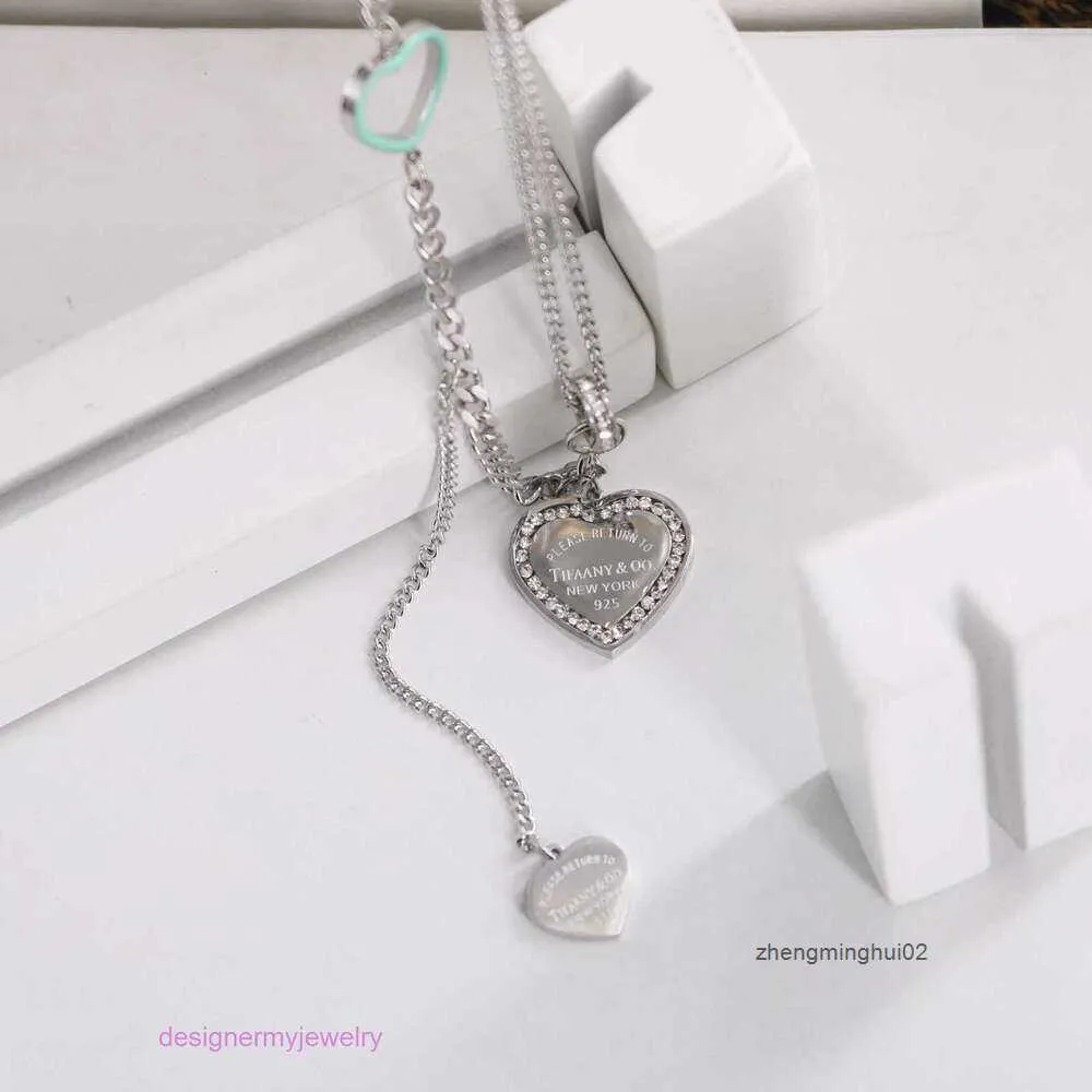 tiffanyanyLuxury Designer популярное ожерелье из стали, французское элегантное семейное классическое ожерелье с липким бриллиантом Love Light, роскошное стильное ожерелье