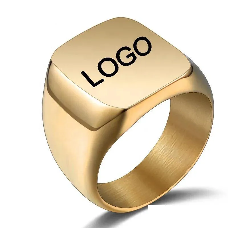 Band Rings Stainless Steel Rings Engrave Logo Name Custom Fashion Jewelry Wholesale Ring Punk For Men Drop Delivery Jewelry Ring Dhiim