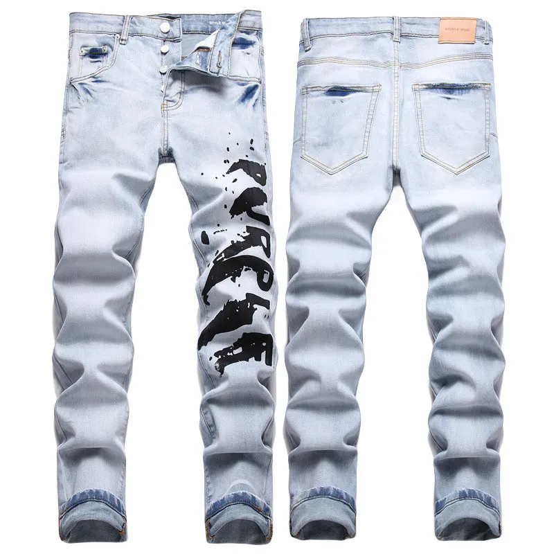 Pantalones vaqueros morados Pantalones de mezclilla Pantalones vaqueros para hombre Diseñador Hombres Pantalones negros Calidad de gama alta Diseño recto Retro Streetwear Pantalones de chándal casuales PU3593