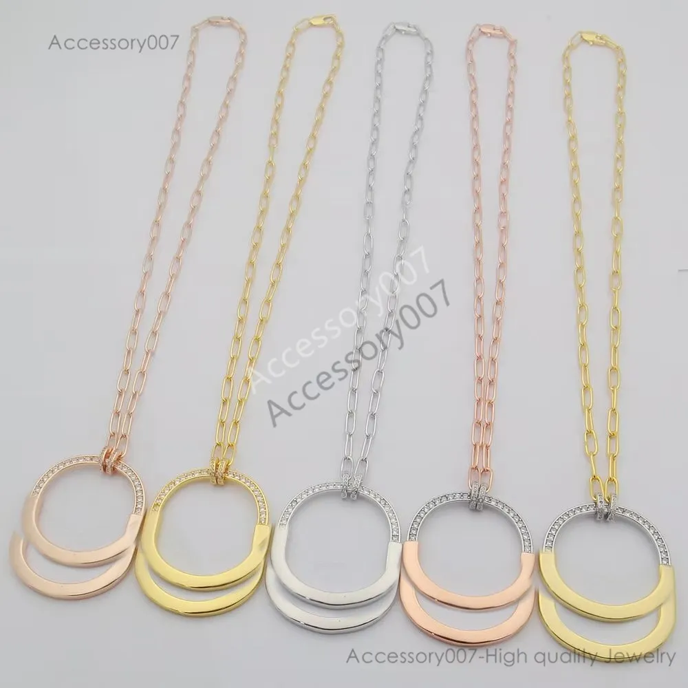 Top quality designer jewelry necklace Tiff Home Lock Rose Pendant Necklaces S925 Necklace Gold Fashion with Diamond