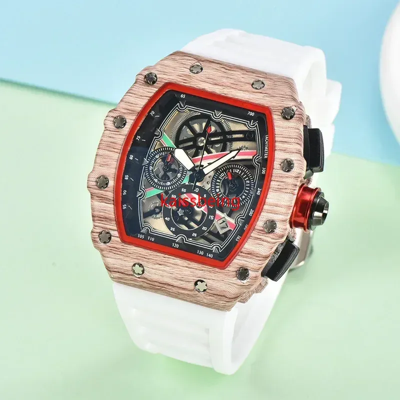 23a Men's quartz watch 6-needle multifunctional luminous calendar wine cask type silicone watches
