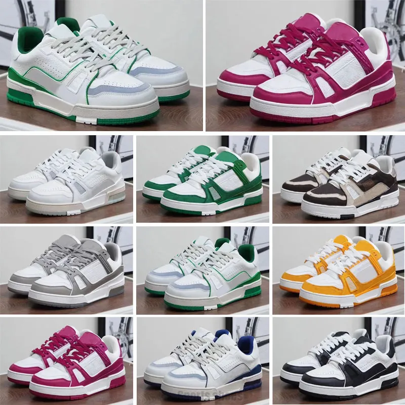 2025 Virgil Trainer Series Sneakers Män Kvinnor Casual Shoes Abloh denim Canvas Leather Platform Präglad med Diamond Trainers Letter Overlays Fashion Shoes