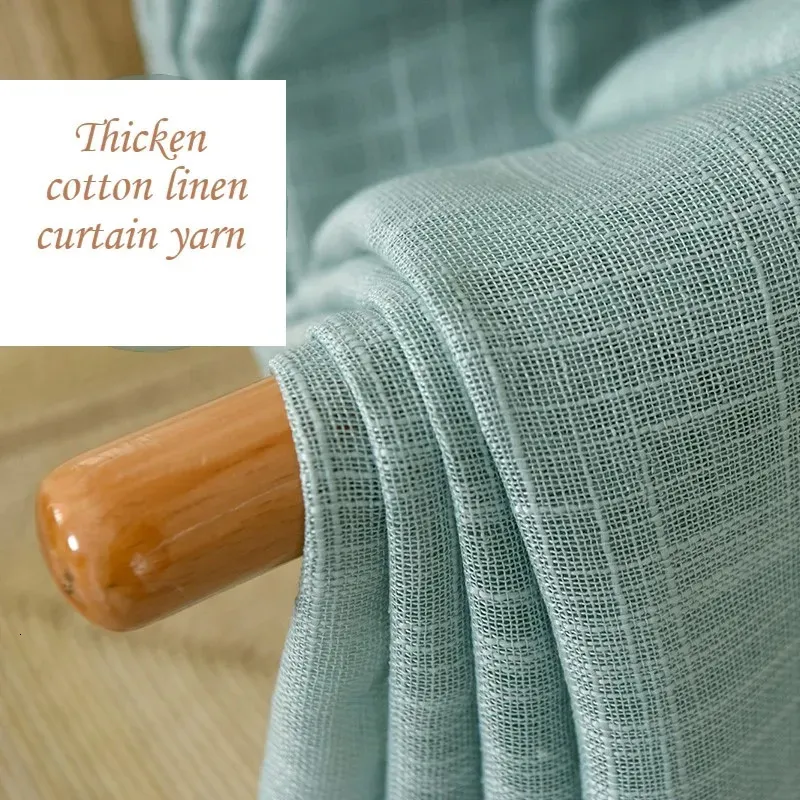 Simple modern cotton slub curtain yarn pure color cotton linen curtain yarn is thickened white curtain yarn for bedroom living 240113