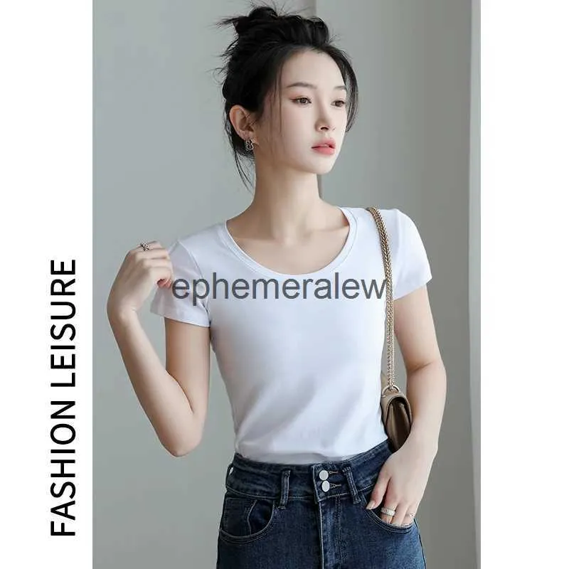 Women's T-Shirt Women Soft Cotton T-shirt O-NECK Solid color Lady Tees Short Sleeve Summer clothing All match Female T-shirts Cotephemeralew