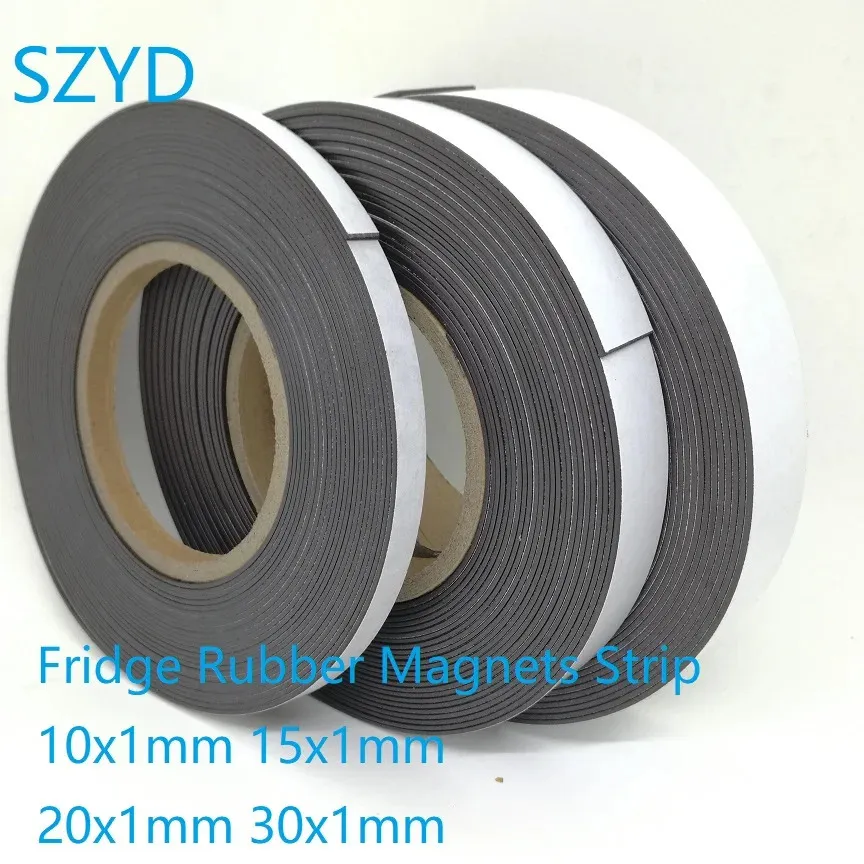 5 10metrar/Lot Kylskåp Gummi magneter Strip Bredd 10/15/20/30mm Tjocklek 1mm med självlim flexibel magnetband 240113