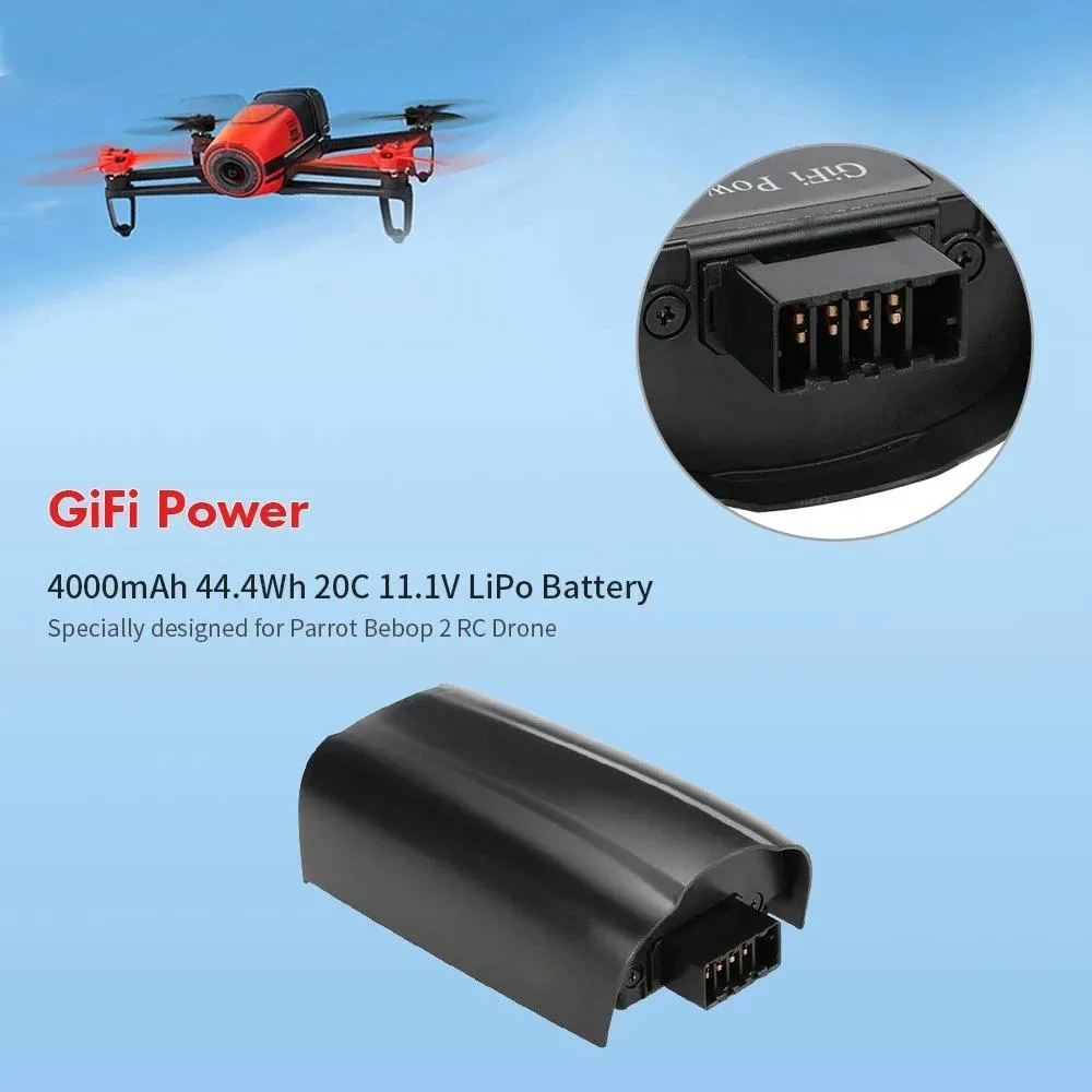 Аксессуары Обновление Lipo-аккумулятора для Parrot Bebop 2 Drone Battery 4000 мАч 11,1 В Обновление перезаряжаемого Lipo-аккумулятора для деталей радиоуправляемого квадрокоптера