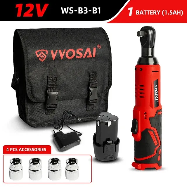 Electric Ratchet Wrench Set: 12V Cordless Power Screwdriver
