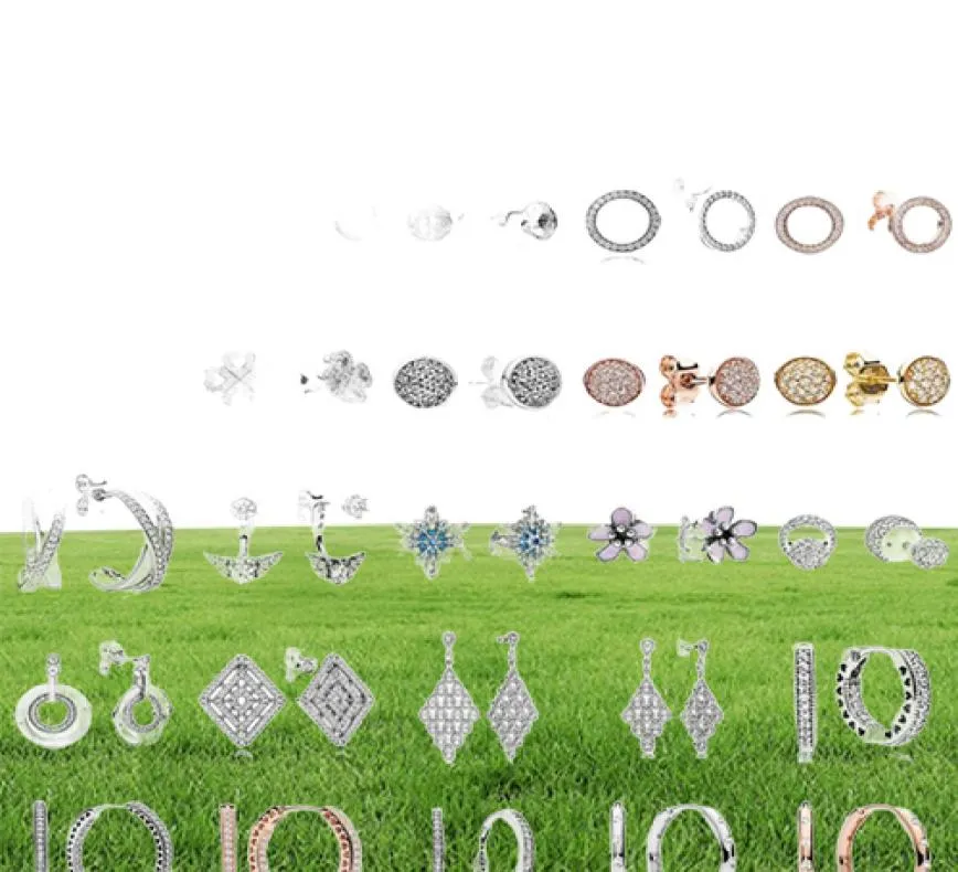 NEW 100% 925 Sterling Silver Earrings Flower type Hollow Ear Studs charm Beads Fit Bracelet DIY Dangler Wholesale factory5823224