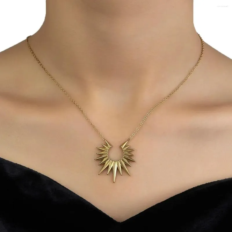Colares de pingente único sol mulheres moda aço inoxidável 18k cor de ouro corrente patry jóias presente