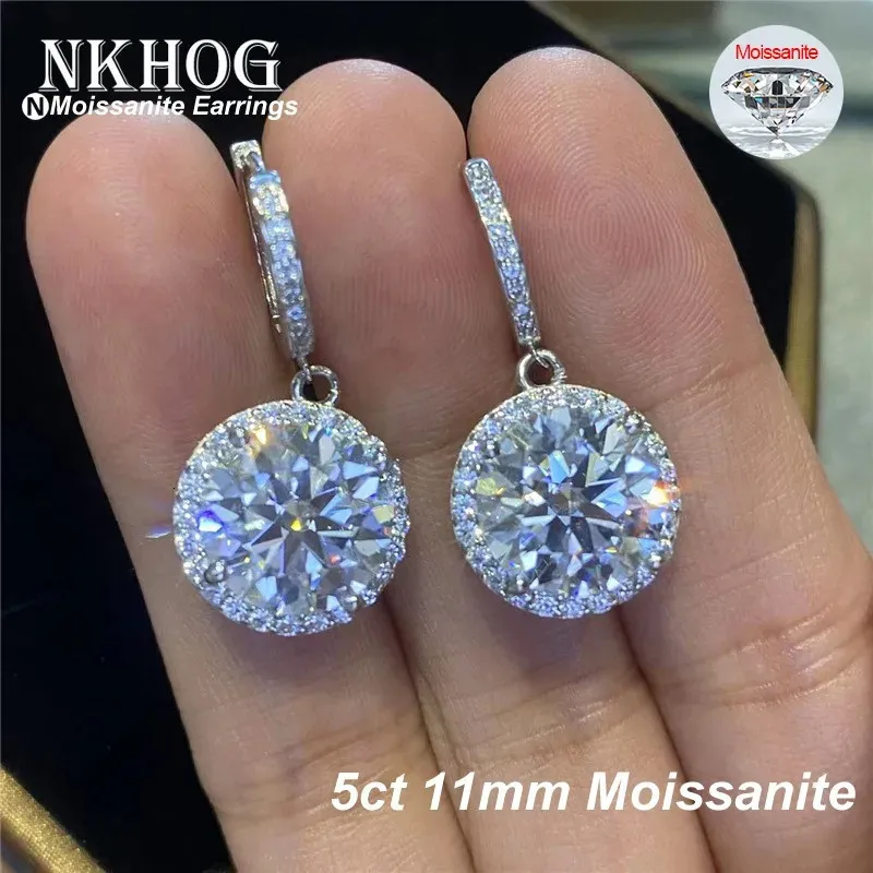 NKHOG-pendientes de gota de 10CT para mujer, aretes grandes de plata 925 con diamantes, regalos, joyería fina, prueba de paso, 240112