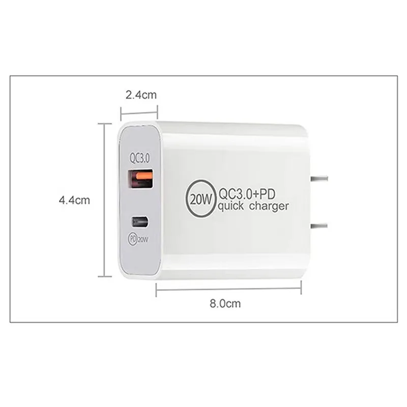 Chargeur rapide PD 20W pour iPhone 14 13 12 11 15 Pro Max Plus Mini X XR XS iPad Chargeur USB Type C Charge rapide Chargeur rapide Plug us eu uk QC 3.0 Adaptateur de téléphone Chargeurs de téléphone portable