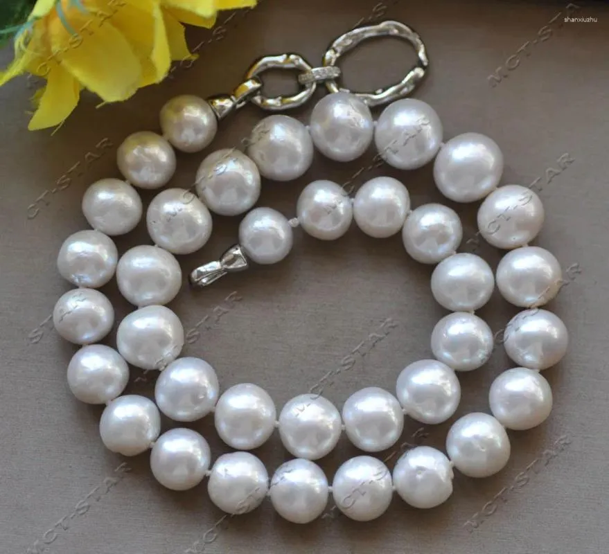 Chains Z12916 Big A 18" 14mm White Round Edison Keshi Pearl Necklace