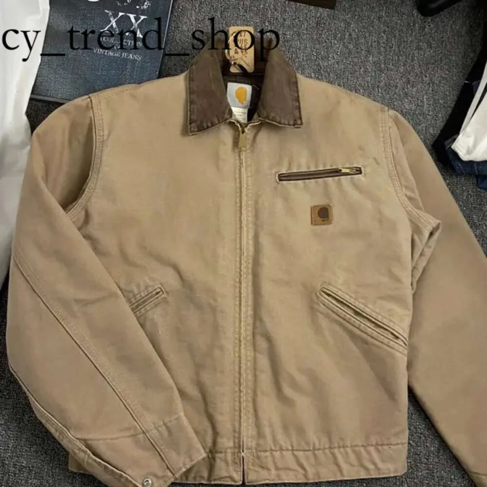 Carhart tasarımcı erkek ceketler vintage yıkanmış tuval ceket yaka cardigan ince boyalı yama ceketleri dış giyim yuvaları gözyaşları kot pantolon yüksek kaliteli haikyuu carhatt 96