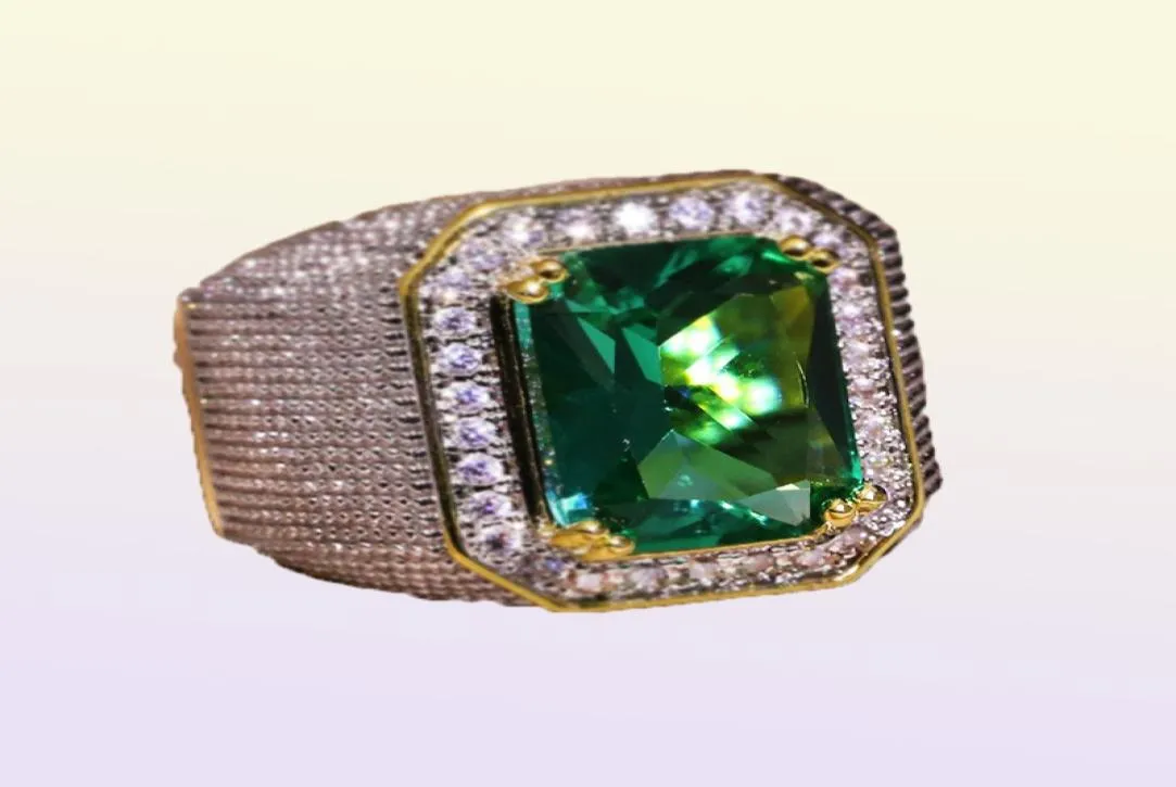 Mens Hip Hop Ring Smycken högkvalitativ Gemstone Diamond Fashion Iced Out Gold Punk Rings1833603