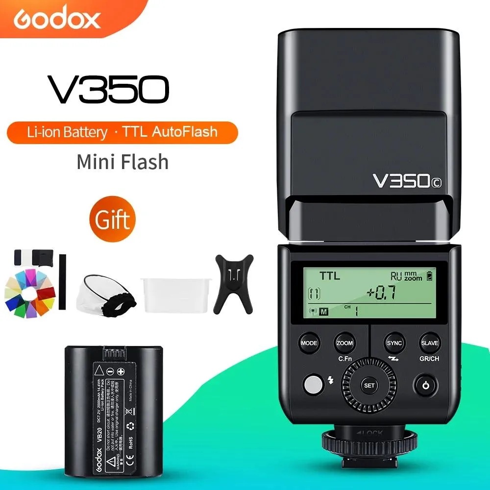 Accessori Godox V350c V350n V350s V350f V350o Ttl Hss Fotocamera Speedlite Flash Batteria al litio incorporata per Canon Nikon Sony Fuji Olympus