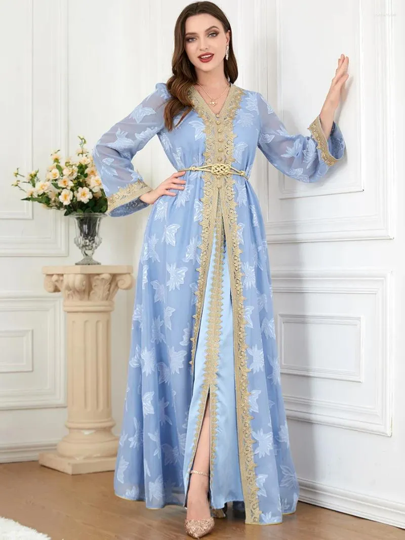 Vêtements ethniques Robe de soirée femme de luxe pour le mariage Abaya Musulm ENSEMBLE BRODERIE COUPT Kaftan Party Robes Ladies Automne hiver 2024