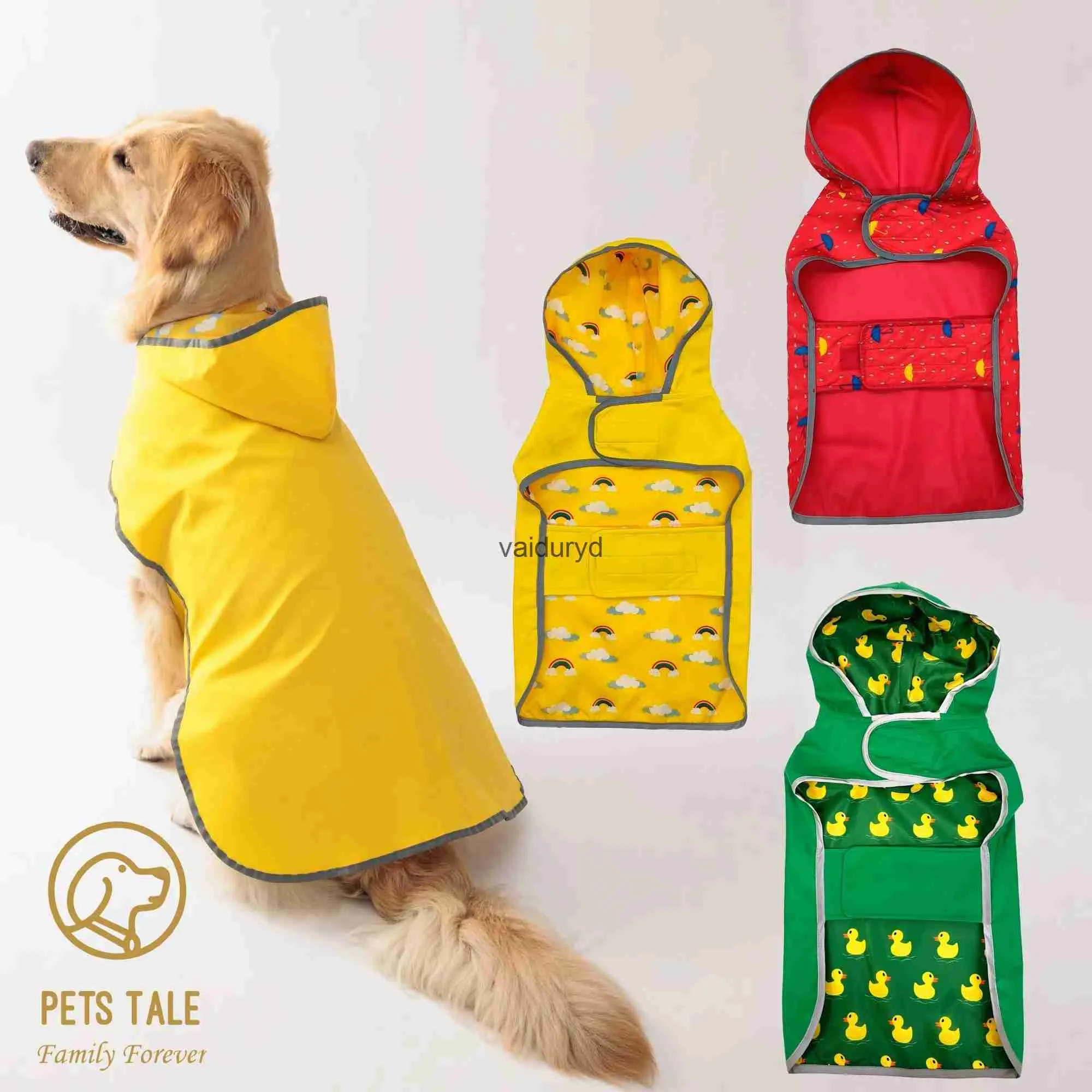 Abbigliamento per cani Mantieni il tuo cucciolo asciutto Elegante impermeabile giallo a doppio strato con abbigliamento bidirezionale! Vaiduryd