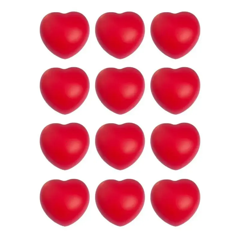 12 PCS Doux PU Mousse Exercice Grip Ball Main Doigt Formation Coeur Rouge Squeeze Balls Anti Stress Jeux Jouets Pour Enfants Enfants 240113