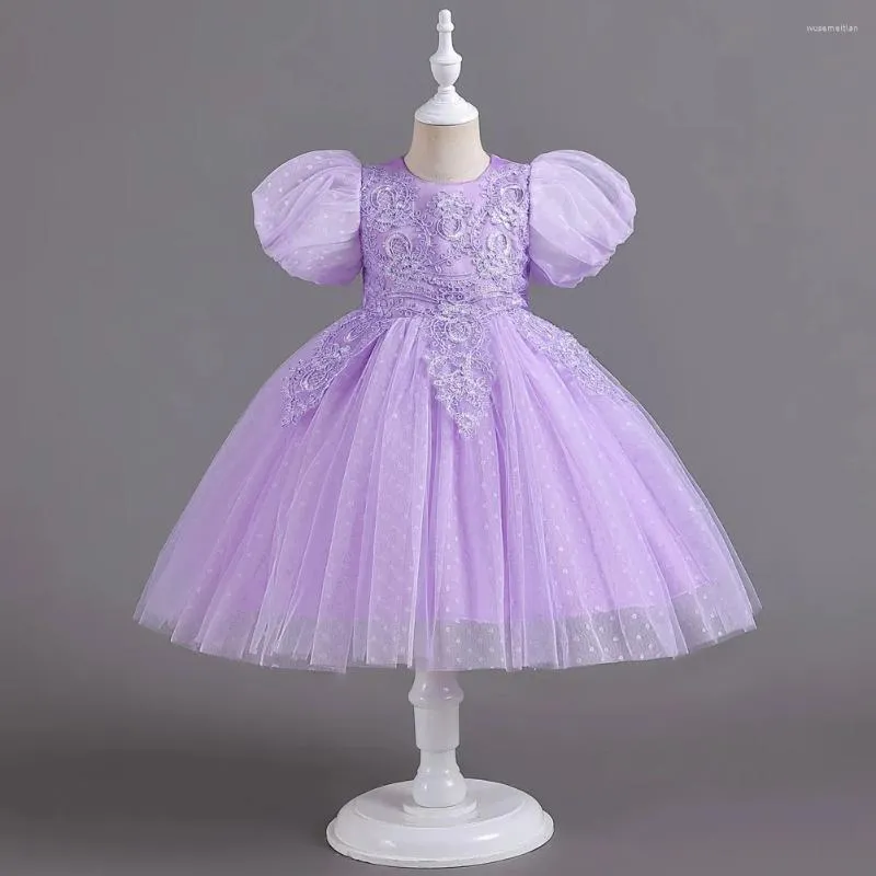 Mädchenkleider Weihnachten Mädchen Partykleid Puffärmel Stickerei Tüll Hochzeit Geburtstag formelle Kinderkleidung