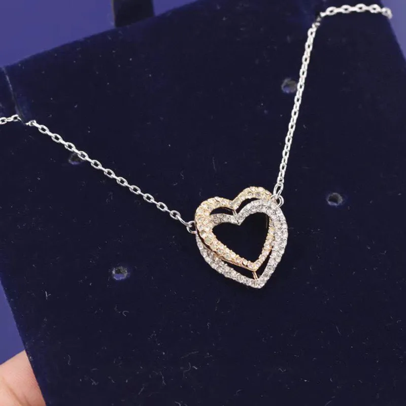 Kvinnor hjärthalsband lyxig designer hänge halsband mode smycken älskar vridmoment guld silver hjärtan