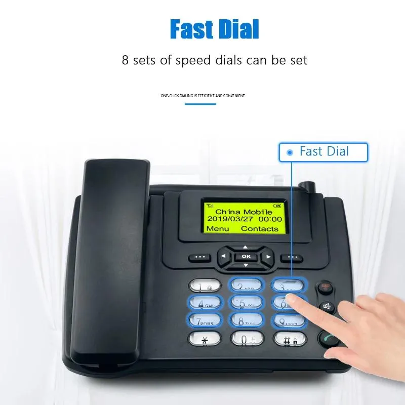 Accessories GSM SIM Card Desktop Wireless Phone Home Landline Telephone Wall Mount With FM Radio Fixed Radiotelephone Wired Phone Home Black