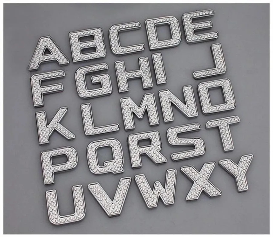 DIY Luxo Cristal Diamante Números de Metal Letras 3D Adesivos de Carro Acessórios de Decoração Forbmw Vw Golf 4 5 685997595216681