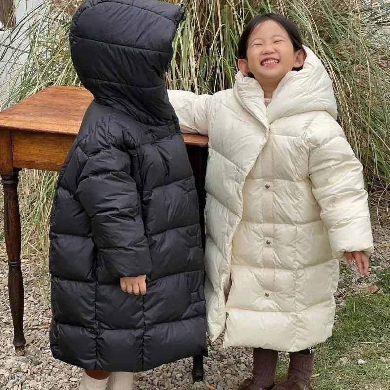 Donsjas Kinderkleding Meisjes Witte Eend Koreaanse stijl 2024 Winter Modieus Lang over de knie Verdikt Warm