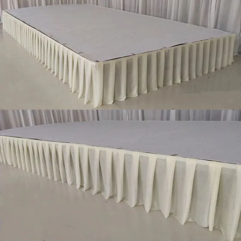 White pleated table skirt wedding backdrop curtains for clothes cover stage skirting event party 240112