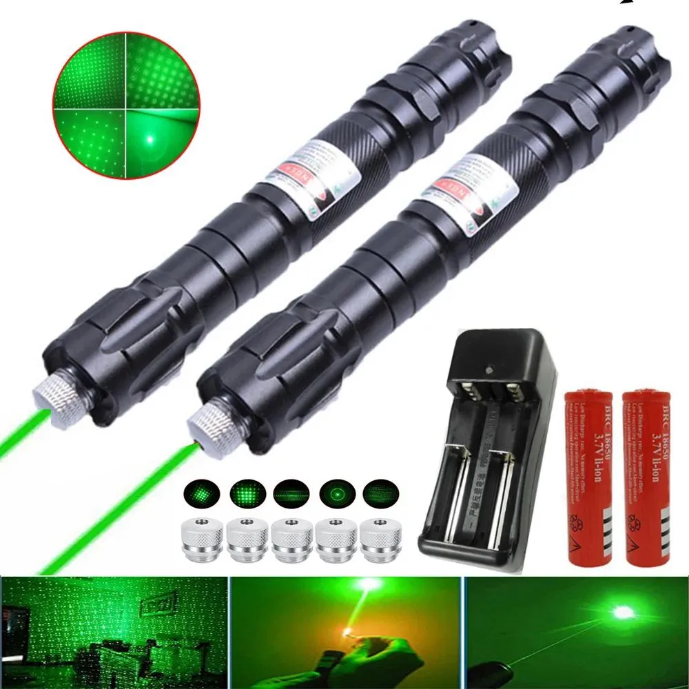 Pointers Powerful Green Laser Sight 009 Laser Pointer 5 Milliwatts 10000m Ultralong Radiation Burning Laser +18650 Battery Combination