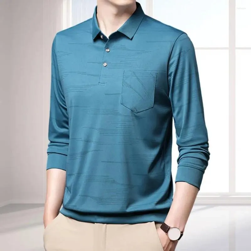 T-shirts pour hommes Mode à manches longues Polo décontracté Homme Col boutonné T-shirt Vêtements pour hommes