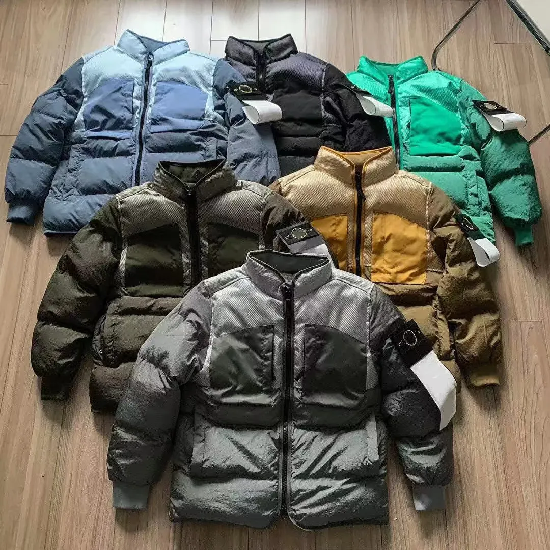 Hohe Version von Stones Islande Marke Daunenjacke aus Baumwolle Herbst und Stones Island Jacke Waffenabzeichen Mantel Stones Island Männer Europäische und amerikanische Größe M-XXL