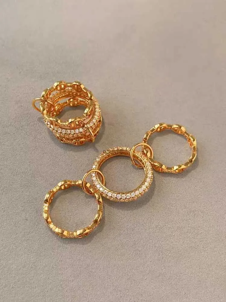 2024 Spinelli-Ringe ähnlicher Designer Neu im Luxus-Edelschmuck Stapelring aus Sterlingsilber x Hoorsenbuhs Stapelring aus 18-karätigem Gelbgold Microdame SK Mix