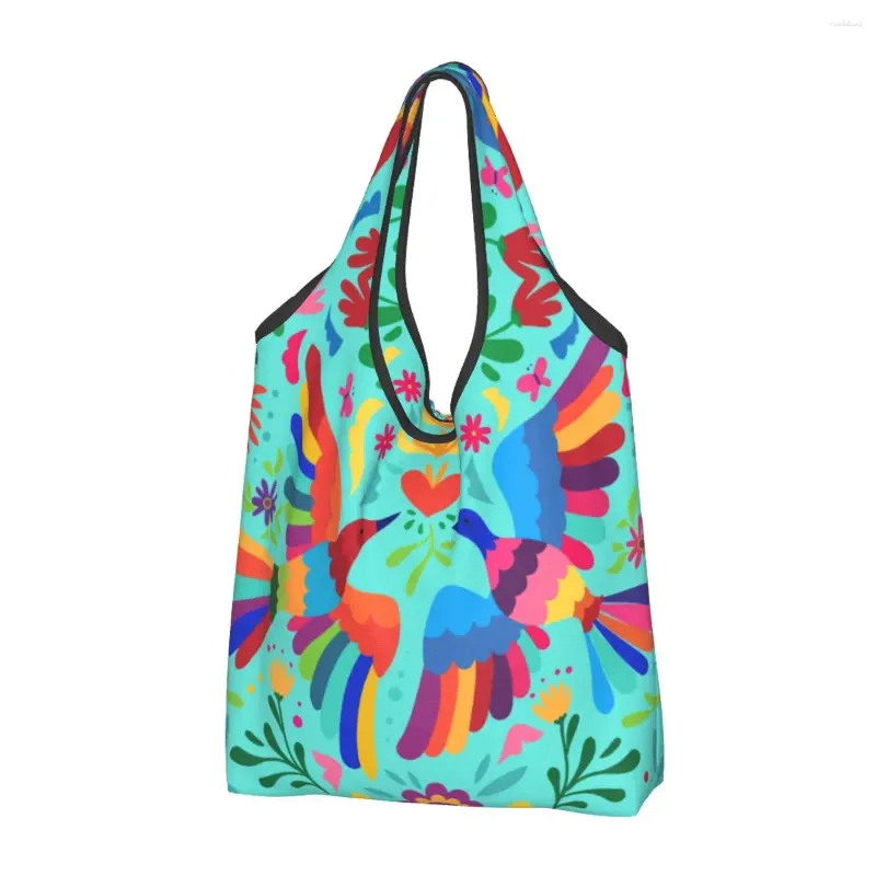 Sacos de compras Impressão Arte Mexicana Bordado Floral Carnaval Sem Costura Tote Ombro Shopper Tradicional México Bolsa